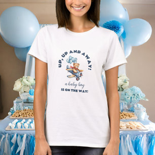 Camiseta Teddy Bear Airplane Boy Baby Shower Mom to Be