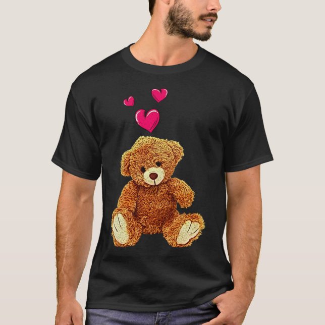 Camiseta Teddy Bear and Hearts lindo motivo de osito de pel (Anverso)