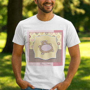 Camiseta Teddy Bear Baby Shower con círculos retro