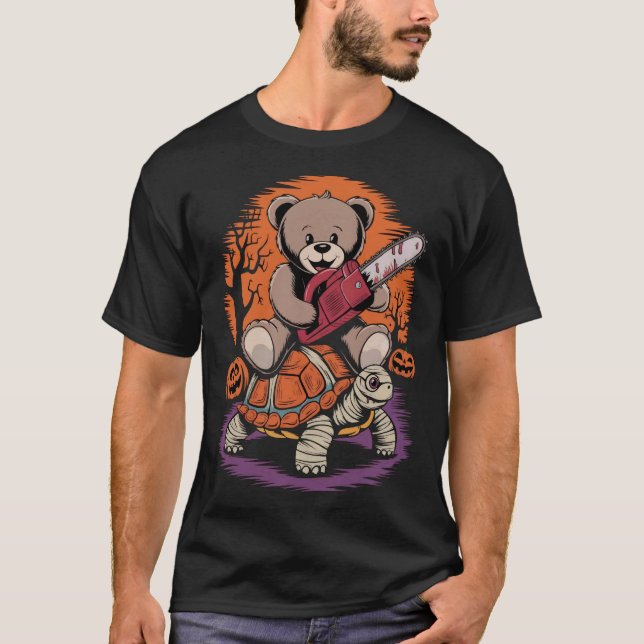Camiseta Teddy bear chainsaw en Tuetle mummy halloween (Anverso)