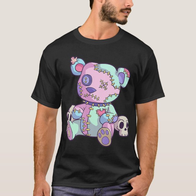 Camiseta Teddy Bear Creepy Kawaii Gótico Pastel Rosa Cute (Anverso)