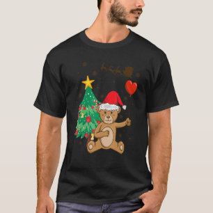 Camiseta Teddy Bear Santa Hat Árbol de Navidad Pajama Cum X