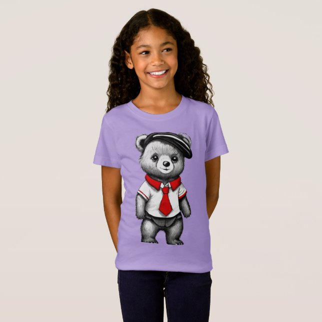 Camiseta Teddy Bear School Uniform Cute diseño animal (Anverso completo)