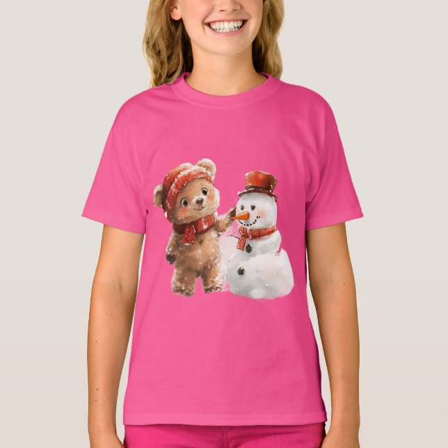 Camiseta Teddy Bear y Snowman (Anverso)