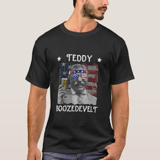 Camiseta Teddy Boozedevelopment 4 de julio Bebiendo Theodor (Anverso)