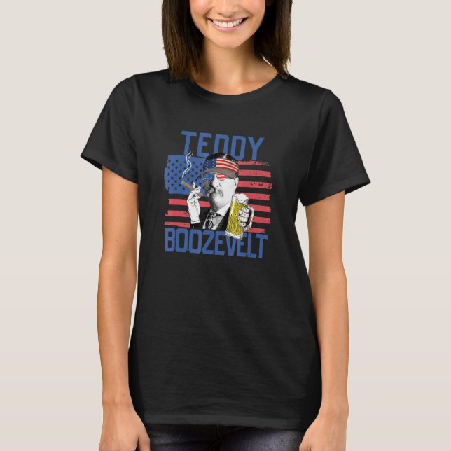 Camiseta Teddy Boozevelt 4 De Julio Bebiendo Roos Theodore (Anverso)