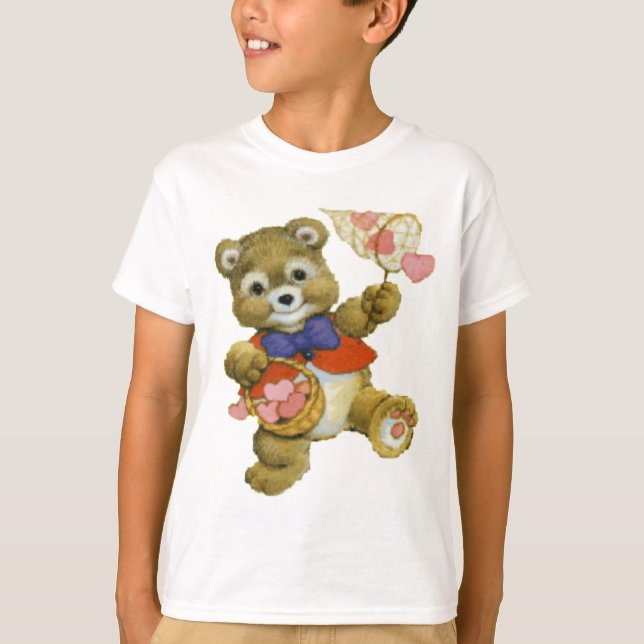 Camiseta Teddy capturando corazones de San Valentín (Anverso)