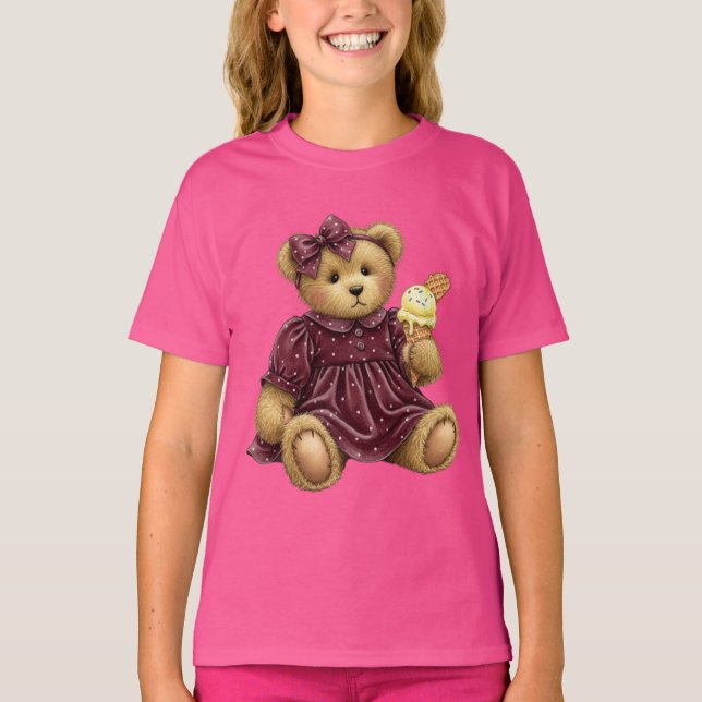 Camiseta Teddy con vestido de terciopelo y helado (Anverso)