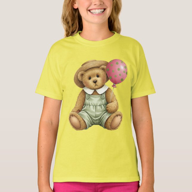 Camiseta Teddy en traje de terciopelo con globo (Anverso)