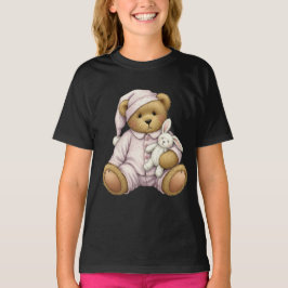 Camiseta Teddy en un pijama rosado con un conejo exuberante