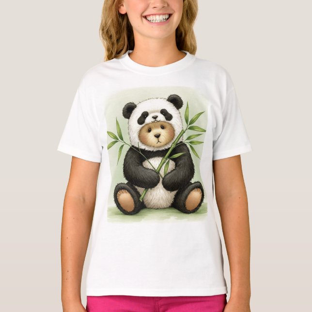 Camiseta Teddy - Panda con bambú por Natasha Us (Anverso)