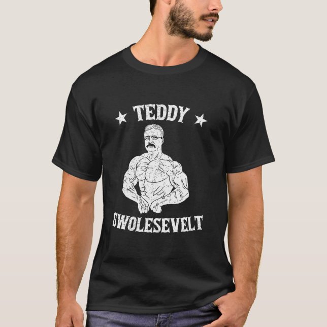Camiseta Teddy Roosevelt Cuerpo Edificio Trabajar El Gimnas (Anverso)