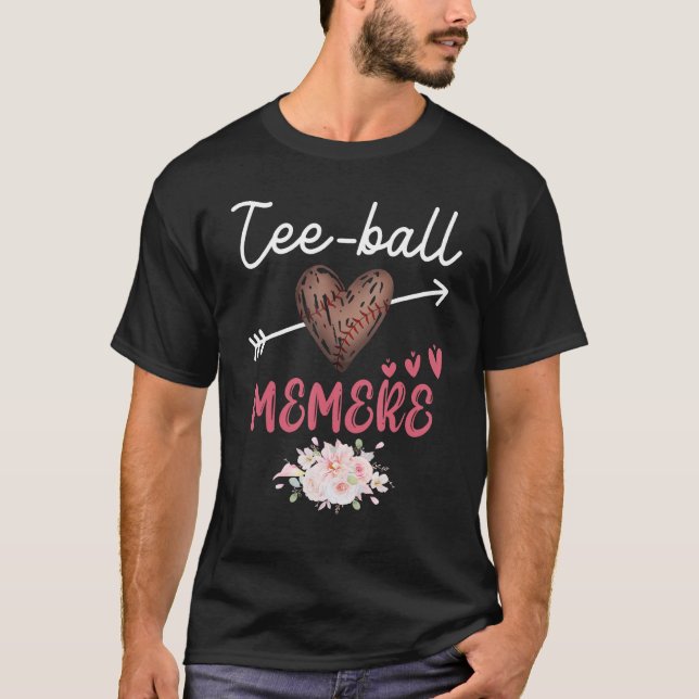 Camiseta Tee Ball Memere Cute Heart Baseball (Anverso)