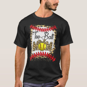 Camiseta Tee Ball Mom Softball Leopard Bleached Mother's Da