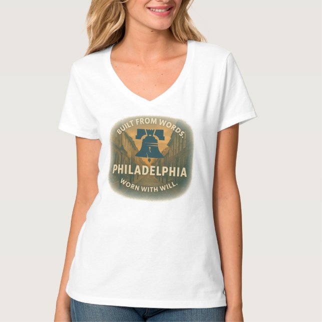 Camiseta Tee básico de cuello V | Philly Power (Anverso)