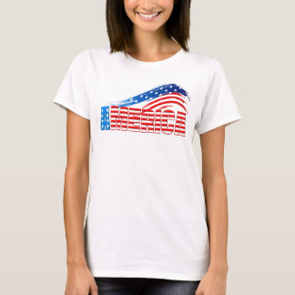 Camiseta Tee básico femenino - AMERICA en franjas estáticas