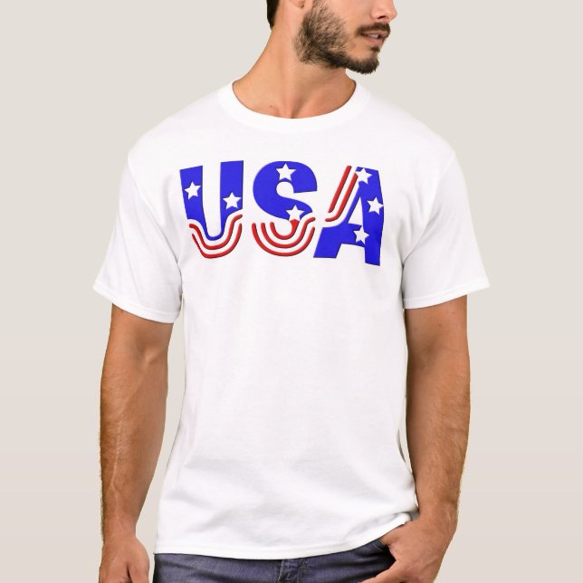 Camiseta Tee básico para hombres - EE.UU. en estrellas y fr (Anverso)