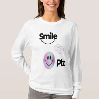 Camiseta Tee blanco puro con cara de Emoji y vibración posi