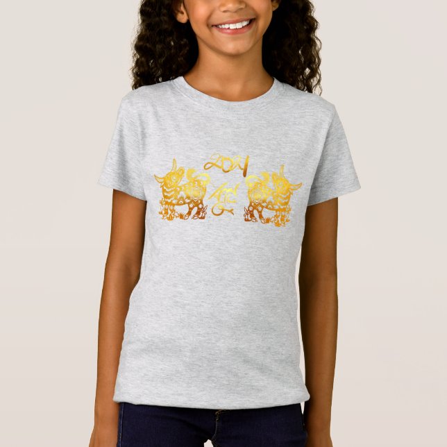 Camiseta Tee Chica chino de Año Nuevo 2021 de Golden Ox (Anverso)
