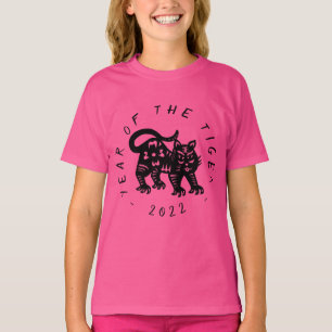 Camiseta Tee, Chica de Año Chino, cortado en papel con tigr
