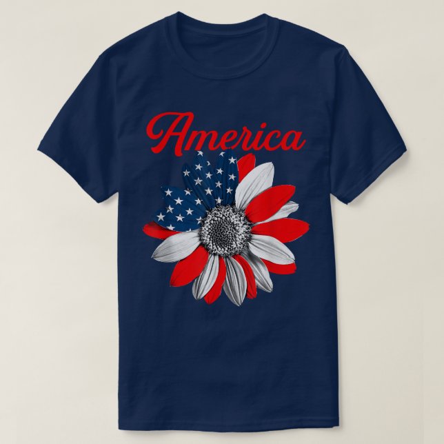 Camiseta Tee cristiano bendecido por el girasol americano  (Diseño del anverso)