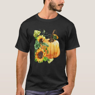 Camiseta Tee Cute Otoño Botánico De Calabaza De Girasol Par