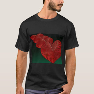 Camiseta Tee de amor al corazón rojo en fondo negrita