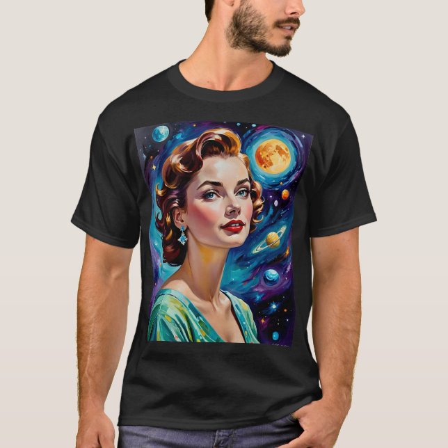Camiseta Tee de arte de belleza cósmica retro futurista (Anverso)