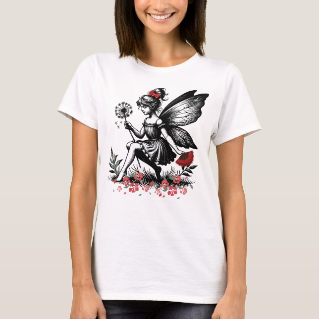Camiseta Tee de arte de hadas encantadas - Ventilador capri (Anverso)