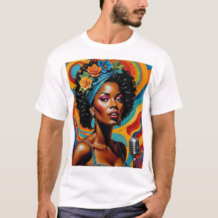 Camiseta Tee de arte de música retro colorida de cantante S