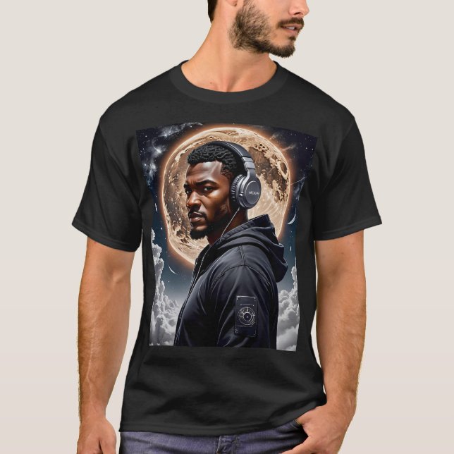 Camiseta Tee de arte de vibraciones de luna futurista (Anverso)