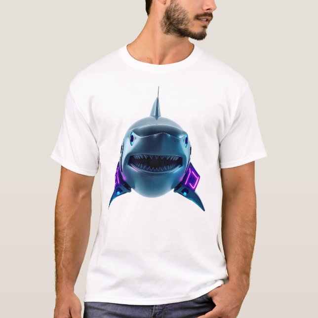 Camiseta Tee de Arte Robótico Shark Face (Anverso)