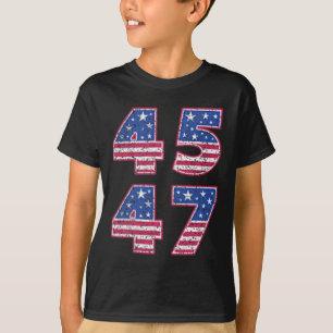 Camiseta Tee De Bandera De Trump 2024 Vintage 45 47 Para Mu