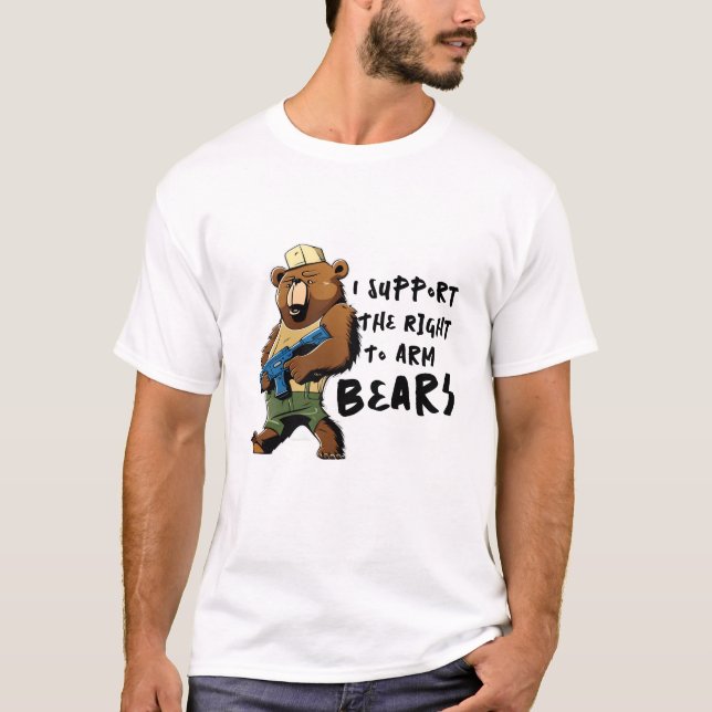 Camiseta Tee de brazos de oso, curioso apoyo el derecho de  (Anverso)