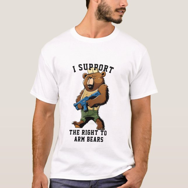 Camiseta Tee de brazos de oso, curioso apoyo el derecho de  (Anverso)