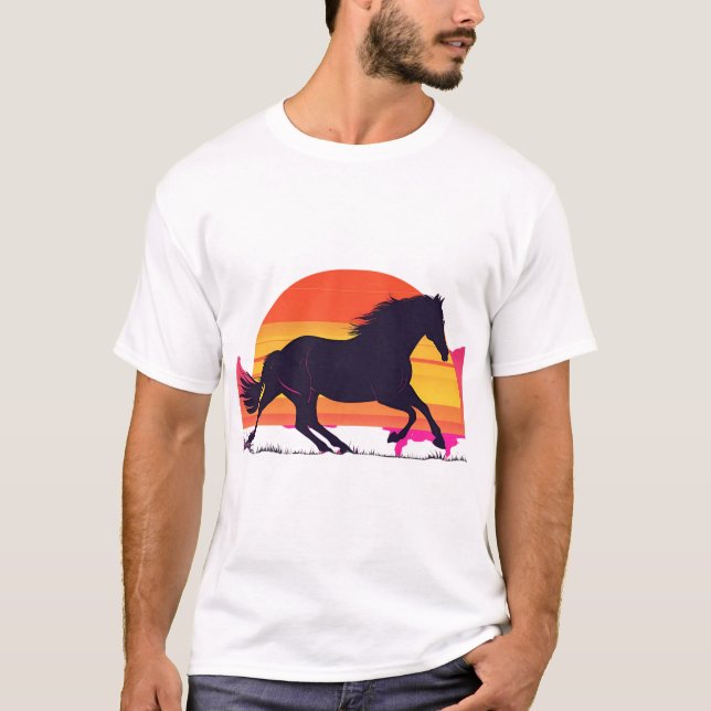 Camiseta Tee de caballos galopando al atardecer - Arte Ecue (Anverso)