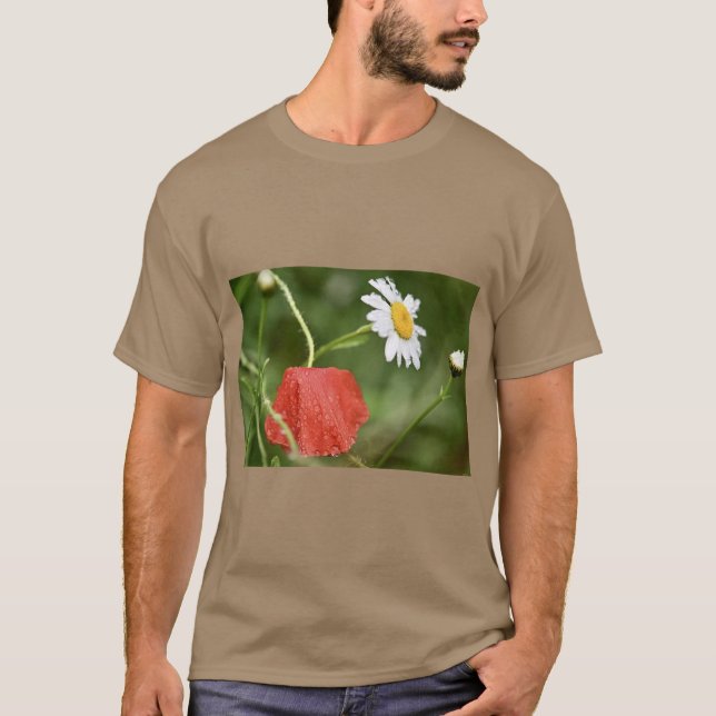 Camiseta Tee de canto floral de adormidera y margarita (Anverso)