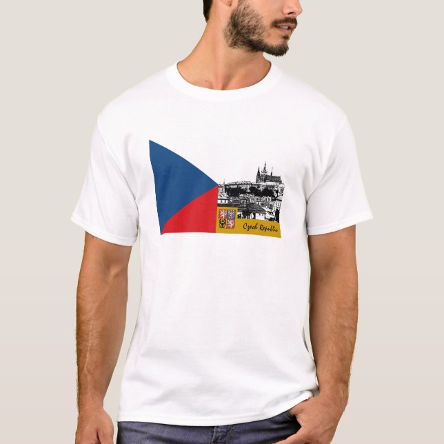 Camiseta Tee de Checia, moda de Praga y Bandera Checa (Anverso)
