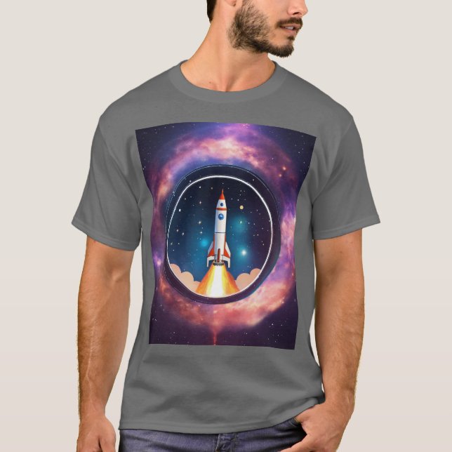 Camiseta Tee de círculo de cohete espacial holográfico (Anverso)