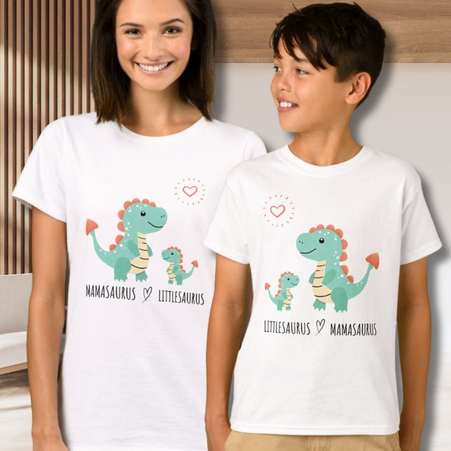 Camiseta Tee de correspondencia familiar para Mamasaurus y  (Mamasaurus & Littlesaurus Family Matching Tee)
