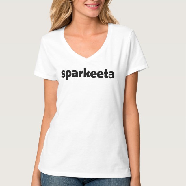Camiseta Tee de cuello V clásico de las mujeres de Sparkeet (Anverso)