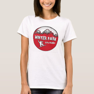 Camiseta Tee de damas de snowboard rojo de Winter Park Colo