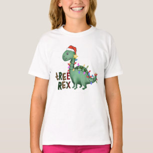 Camiseta Tee de dinosaurios livianos, árbol de Navidad T-Re