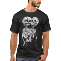 Camiseta Tee de doble Skeleton espeluznante