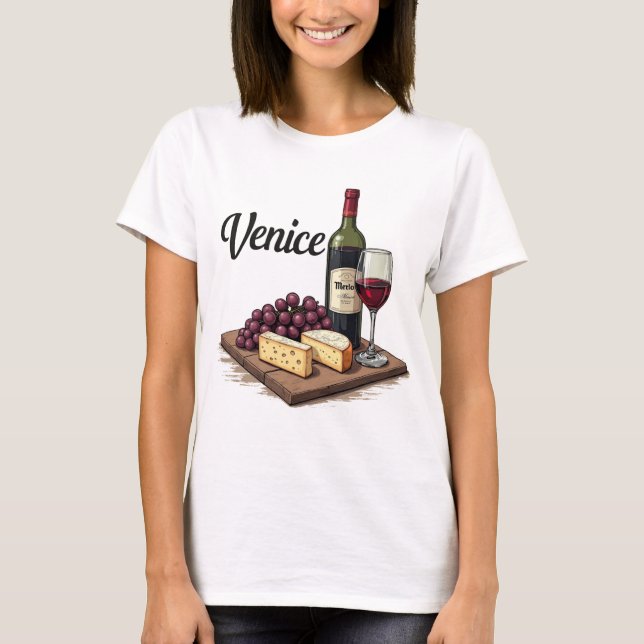 Camiseta Tee de estilo euroveneciano Charcuterie & Merlot (Anverso)