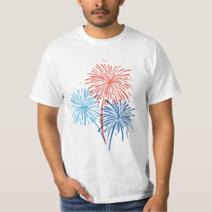 Camiseta Tee de fuegos artificiales pintado a mano el 4 de