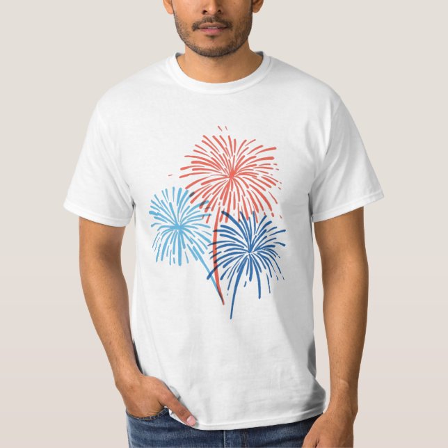 Camiseta Tee de fuegos artificiales pintado a mano el 4 de  (Anverso)