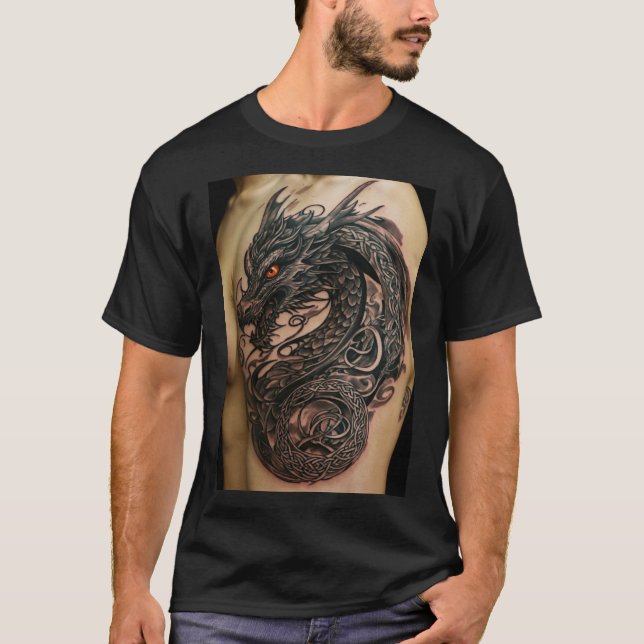 Camiseta Tee de fusión de tinta Tattooed Hilo de arte de al (Anverso)