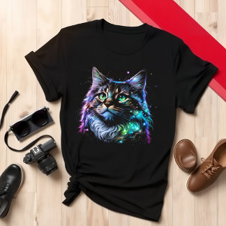Camiseta Tee de gato artístico colorido amante del gato