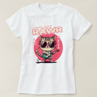 Camiseta Tee de gato rock de estilo japonés